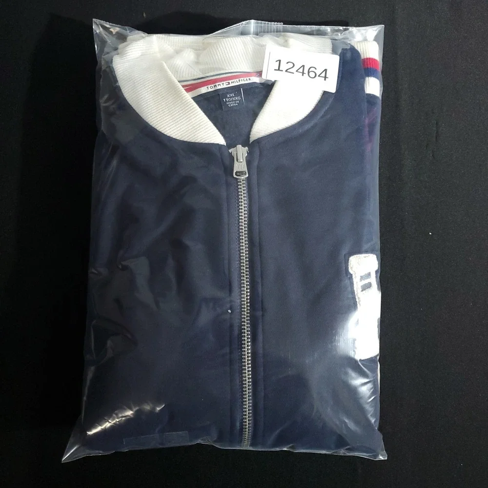 Tommy Hilfiger Jacket Mens XXL Navy White Varsity Bomber H 1985 Logo Preppy‎